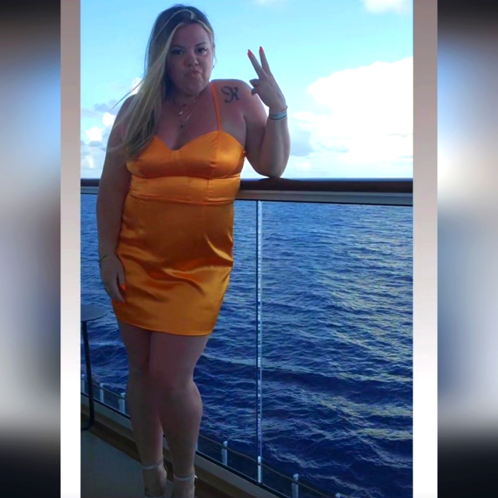 LAST DROP 🥰 Elegant Orange Satin Dress By Wild Fable Size XL